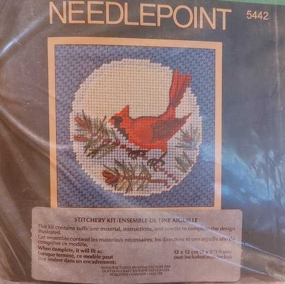 Sunset Needlepoint Kit with Cardinal Design 5inx5in - Picture 2 of 2
